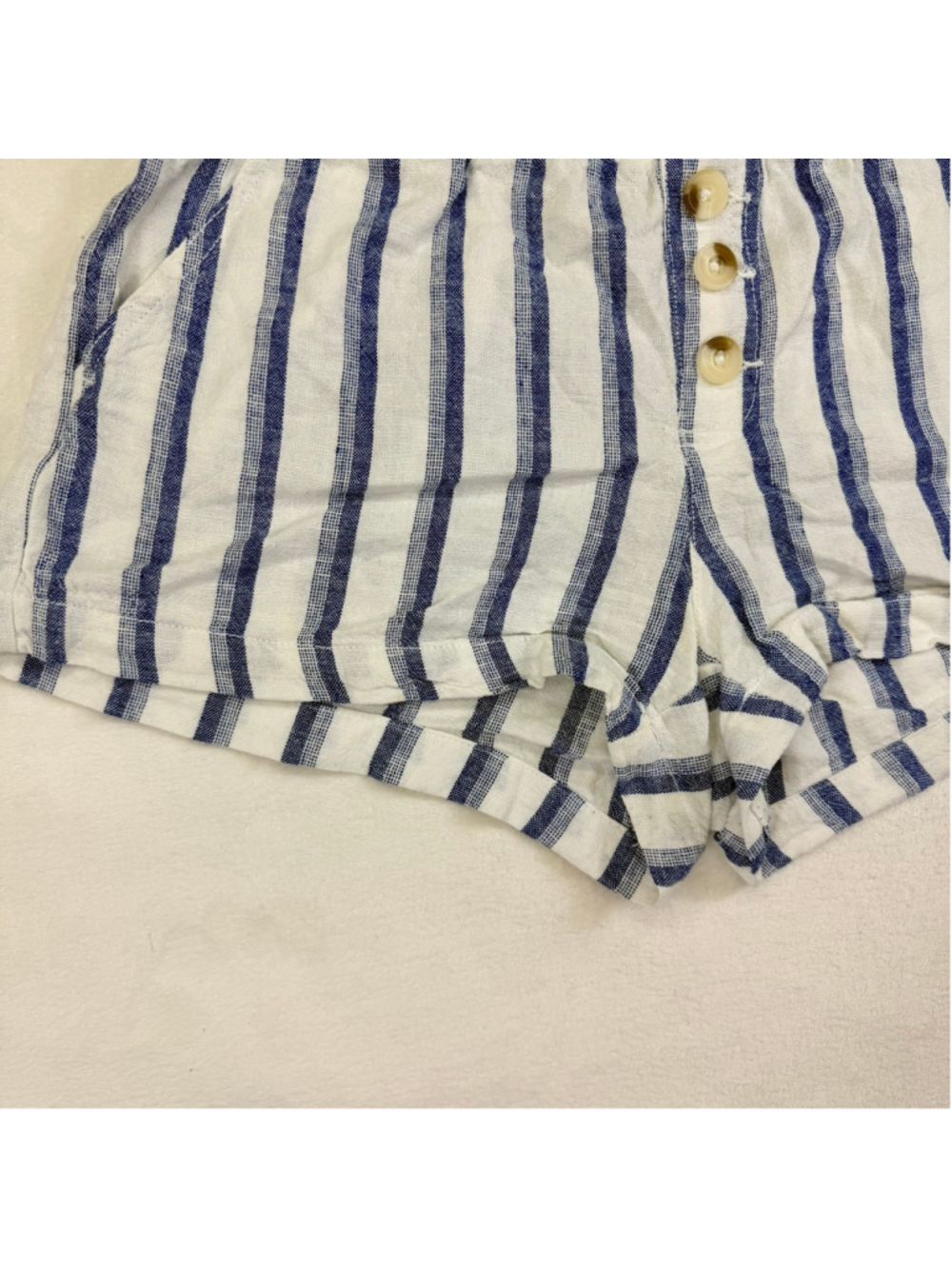 Women's Rewash High Waist Striped Shorts Medium White Blue - Picture 4 of 11